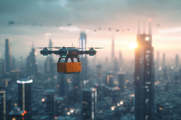 drone deliverer - obrazy, fototapety, plakaty