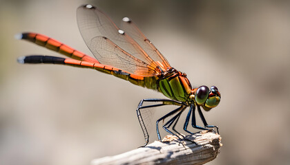 dragonfly on a branch - Powered by Adobe