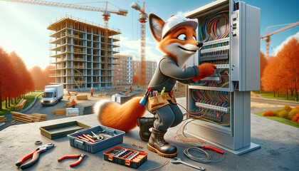 The Clever Fox as Electrician Sparking Innovation at the Construction Site