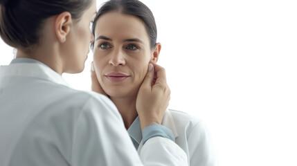 Fototapeta premium Dermatologist examining a patient's skin condition