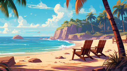 Beach illustration - Powered by Adobe