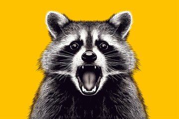Obraz premium raccoon on a yellow background