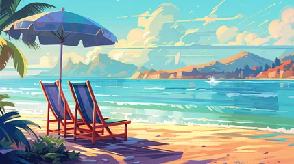 Cercles muraux Turquoise Beach illustration