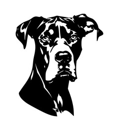 Great Dane Dog Black and White Silhouette Vector SVG Laser Cut T- Shirt Design Print Generated AI