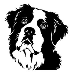 Saint Bernard Dog Black and White Silhouette Vector SVG Laser Cut T- Shirt Design Print Generated AI