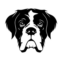 Saint Bernard Dog Black and White Silhouette Vector SVG Laser Cut T- Shirt Design Print Generated AI