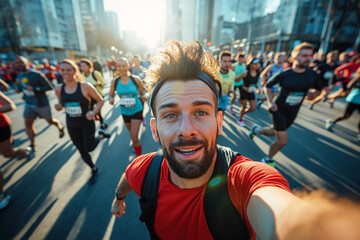 Marathon runner, selfie
