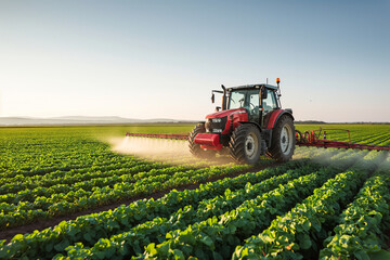 tractor sprays fields