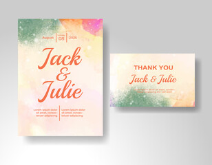 Wedding invitation with abstract watercolor background