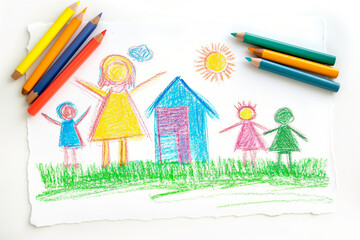 children's drawing of a family