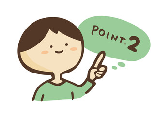 かわいい吹き出しPOINT文字と指差しの男性／手描き文字イラスト