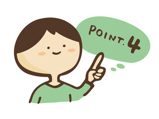 かわいい吹き出しPOINT文字と指差しの男性／手描き文字イラスト