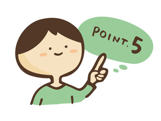 かわいい吹き出しPOINT文字と指差しの男性／手描き文字イラスト