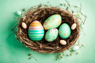 Celebrating the Festival of Easter with Joyful Ovations and Delightful Revelry, Featuring The Most Perfect and Best Collection of Colorful Eggs, With Ample Copy Space for Your Easter Wishes and Greeti