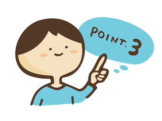 かわいい吹き出しPOINT文字と指差しの男性／手描き文字イラスト