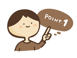 かわいい吹き出しPOINT文字と指差しの男性／手描き文字イラスト