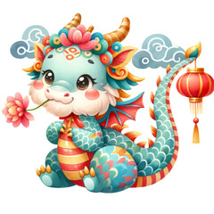 Happy Chinese New Year Dragon and Dragon Cartoon Illustration