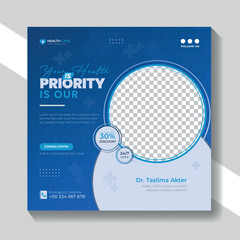 medical health social media post and social media template banner.