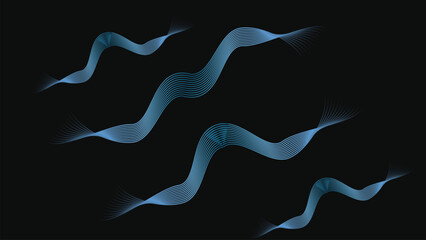Abstract glowing circle lines on dark blue background. Geometric stripe line art design. Modern shiny blue lines. Futuristic technology concept. Horizontal banner template. Vector illustration