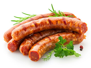 Sausages isolated on white background in minimalist style. 
