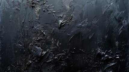 Black texture of oil paint strokes on canvas. Rough, brutal strokes. Artistic background - obrazy, fototapety, plakaty