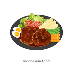 Hand drawn vector illustration of selat solo or bistik jawa traditional indonesian culinary - obrazy, fototapety, plakaty