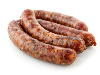 Fototapeta premium Sausages isolated on white background in minimalist style. 