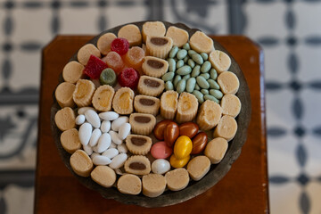 Colorful Turkish Delights (Türk Lokumu) Ottoman Cuisine Dessert Background Photo, Uskudar Istanbul, Turkiye (Turkey)