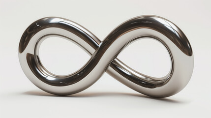 Sleek infinity symbol in a reflective 3D render.