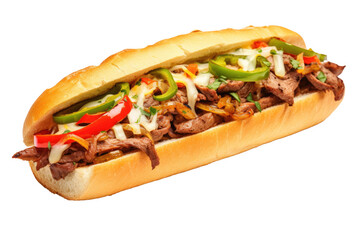 Layers of Thinly Sliced Beef in a Bun Isolated On Transparent Background