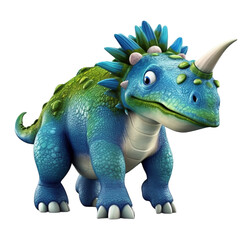 3D illustration cartoon animal dinosaur, cute dino character toy, with transparent background, generative ai