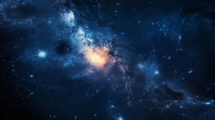 Fototapeta na wymiar Vast cosmos with stars and a glowing nebula.