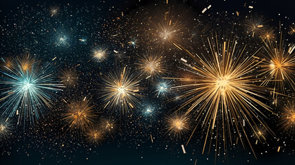 Fototapeta premium Happy New Year, burning fireworks with bokeh light background