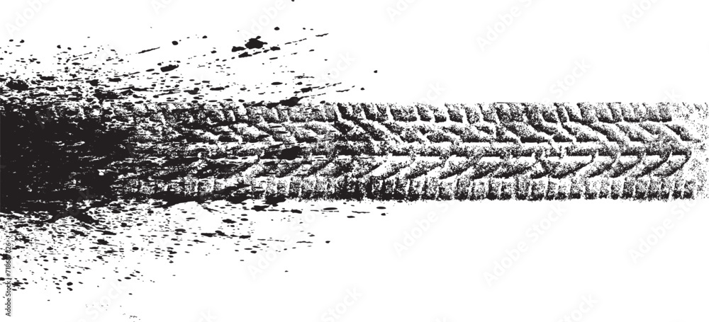 Aufkleber vector print textured tire track . design element . car tread silhouette . mud splash grunge texture
