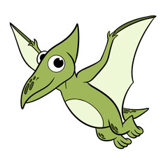 cute character pteranodon cartoon dinosaurus for children book illustration