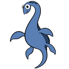 cute character elasmosaurus cartoon dinosaurus for children book illustration