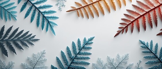 digital art representation of winter leaf patterns on a minimal background