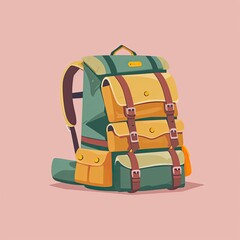 Flat Illustration of Backpack