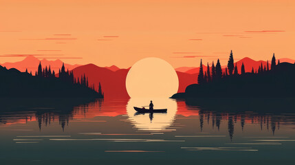 Sunset at Lake illustration