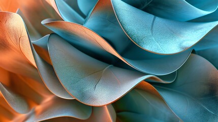 Eucalyptus leaf close-up, warmed by sunlight, entwined with frost-kissed touches: hot and cold, fluid forms.