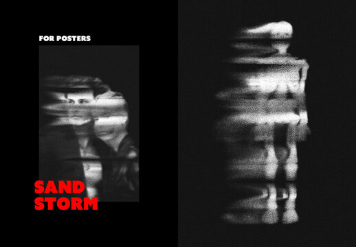 Distort Sand Machine Poster Photo Effect Mockup