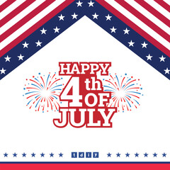 4th of July independence day wishes or greeting social media post template design with flag wishing banner vector illustration