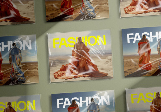 Realistic Magazine Covers With Plastic Sleeves Mockup