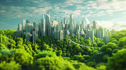 3d illustration of a green utopian city