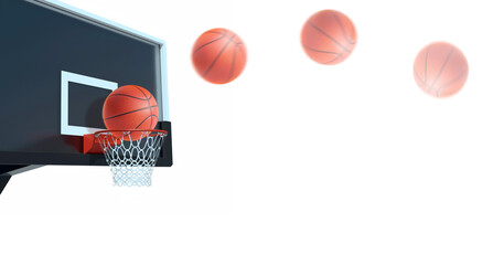Basketball will pass through the basket at the stadium, transparent background