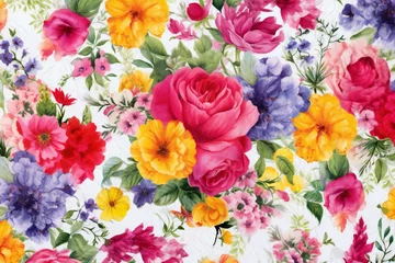 Gardinen Seamless pattern with watercolor flowers,  Hand-drawn illustration © Mystic