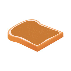 Spread peanut butter on bread vector illustration. White sliced ​​bread. Delicious toast. Bakery elements.