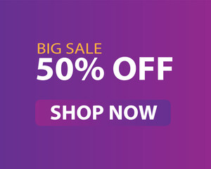 Simple 50 Percent Discount colorful design for advertising 
