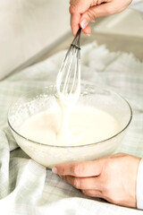 mixing dough in the kitchen