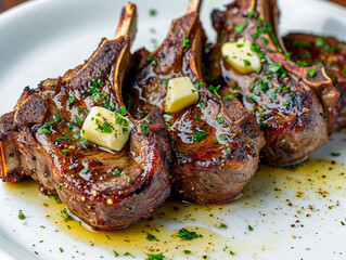 Lamb chops with butter and whiskey.